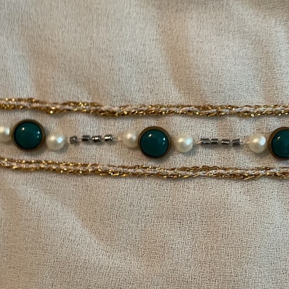 Zara Semi Sheer White with Emerald and Gold Beaded Chiffon Blouse - Picture 9 of 9